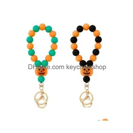 مفاتيح حبل الحبل الهالوين سلسلة المفاتيح DIY Sile Luminous Beads Bracelets Fluorescn
