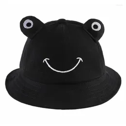 Berretti Bambino Bambini Bambino Cartone animato per RANA Ricamo Cappello a secchiello con sottogola Protezione solare a tesa larga Tinta unita Fi