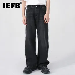 Herrtröjor tröjor iefb jeans koreansk personlighet rak breda ben byxor 2023 mode höst vinter vintage manliga byxor 9a5577 230925