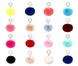 Fashion Pom Keychains keyring Imitate Rabbit Fur Ball Keychain Bag Plush Car Key Holder Pendant Chain Ring For Women lady Jewelry 1578591