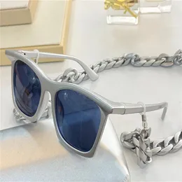 0099SA Nieuwe trendy modebrief dames- en herenzonnebril UV-400-bril gemaakt van rechthoekige full-frame pootjes met ketting a260R
