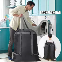 Nylon Large Laundry Bag Travel Pouch Machine Washable Dirty Clothes Organizer Wash Drawstring Bag Washing Backpack