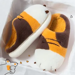 Slippers Feslishoet Cats Claw Sliders Home Cotton Women Indoor Cute Thick Soled Memory Foam Tiger Shoes Winter Plush 230926