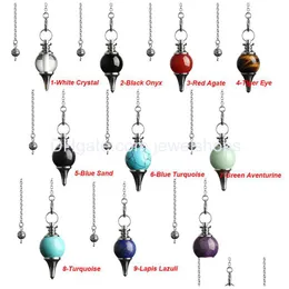 Pendant Necklaces Dowsing Pendum Nce Reiki Natural Stone Crystal Red Agates Circar Cone Charm For Men Women Divination Meditation Drop Dhg5C