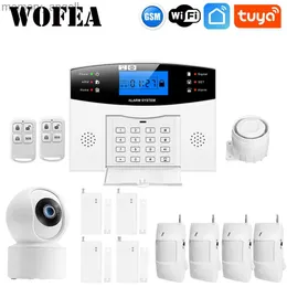 Sistemas de alarme Wofea Home Security Wifi GSM Sistema de alarme contra roubo APP Controle Tuya Smart Wireless Wired Zone SMS e Auto Dial LCD YQ230926