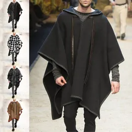 Lana da uomo 2023 Autunno Inverno Uomo Donna Scialle Giacche Modello nazionale vintage Stampato Poncho di lana Cappotti con cappuccio Mantella allentata maschile Outwear