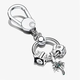 100% 925 Sterling Silver Key Rings Moments Small Bag Charm Holder Gift Set Fit Original European Charms Dangle Pendant Fashion WOM192C