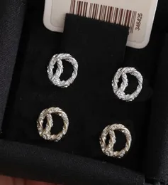 Fashion gold diamond stud earrings aretes for lady Women Party Wedding Lovers gift engagement Jewelry for Bride with box2144363