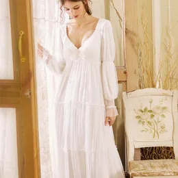 Women's Sleepwear Woman Nightgowns Sleepshirts Long Sleeve Dress Sleep & Lounge White Sweet Lovely Nightwear Pregnant