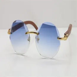 New Carved Wood Sunglasses T8200311 Rimless Unisex Limited edition Good Quality Glasses Decoration gold high quality lenses197J