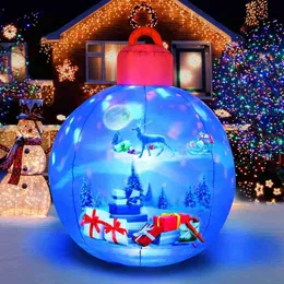 Party Decoration Christmas Flatable Balls Decorations Blow Ups Christmas Ornament Blue Ball With Santa Gift Designed Mönster inomhus utomhus Toy T230926