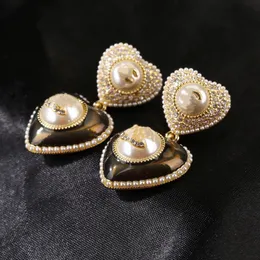 Premium Double pearl earring CHANNEL Stud Earrings Diamond Pearl Dangle Earrings High Quality Not Fade 20 Style Wedding Jewelry Women teardrop pearl earring AX36h