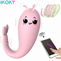 Vibratorer Ikoky Silicone Cherry Vibrator App Wireless Remote Control Gspot Massage 8 Frekvens Vuxen Game Sex Toys for Women 230925