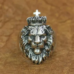 Cluster Rings LINSION 925 Sterling Silver Lion King Ring Mens Biker Punk Animal TA190 US Size 7-15227Q