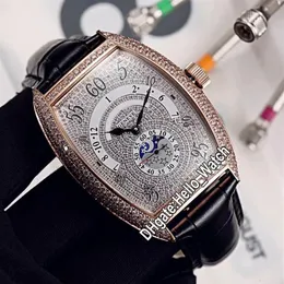 Новые автоматические мужские часы Cintree Curvex Heure Sautante 8880 H IR L с циферблатом из розового золота и бриллиантами, кожаный ремешок, часы He344A