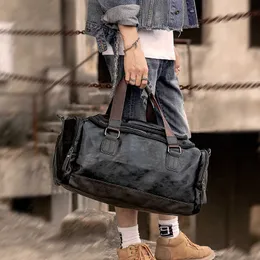 New Men's Bag Fitness Bag Single Shoulder Messenger Bag Men's Handbag Tide Pu Leather Large Capacity Travel Bag 230915