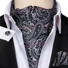Bow Ties Hi-tie jedwabne szare męskie męskie krawat kieszonkowe spinki do mankietów kieszonkowe
