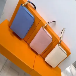 Luxury Whole purses famous brand fashion single zipper designer men women leather walletss lady ladies long with orange box226D