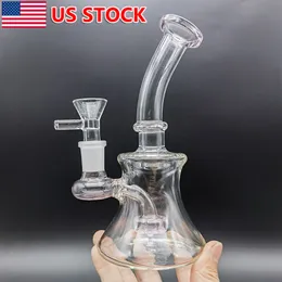 6 inch Smoking Hookah Water Pipes Glass Bong Thick Bubbler Clear Beaker w/ Bowl