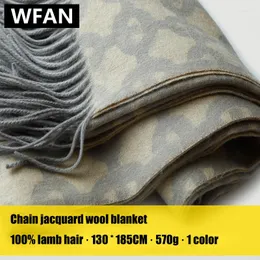 بطانيات سلسلة نمط Jacquard Wool Cashmere بطانية الضوء الفاخر الشتاء شال شال المنزل السفر سيارات التخييم