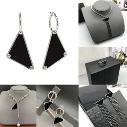 Luxury Triangle Letter Necklace Earrings Super Cool Girl Triangles Jewelry Sets Metal Chain Hip Hop Ring Punk Style Tassel Eardrop277n