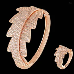 Colar brincos conjunto zlxgirl jóias grandes tamanho feminino completo micro pave configuração folhas forma zircon amor pulseira com anel clássico pulseira