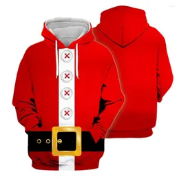 Men's Hoodies Winter Christmas Men Casual Fashion Santa 3D Digital Print Hooded Long Sleeve Sweatshirt Party Street Top
