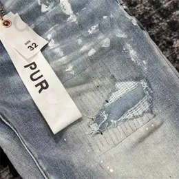 Herr jeans designer lila designer retro märke denimjeans herrbyxor rippade rakt vanliga denim tårar löst tvättad836 4wwu