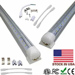 8ft LED Tube Light Stock In US 4ft 5ft 6ft V Shape Integrated LEDs Tubes 8 ft Cooler Door zer LED Lighting289B