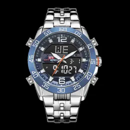 KT Мужские кварцевые аналоговые цифровые часы Роскошные модные спортивные наручные часы 50 м водонепроницаемые часы с ремешком из нержавеющей стали для мужчин Business257u
