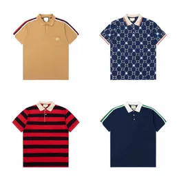 New Polo shirt Men's short-sleeved casual shirt Printed cartoon pattern men's stripes Classic T-shirt Summer men's designer Polo lapel hoodie S-XXL