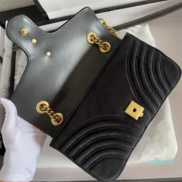 Womens designer shoulder handbags classic gold double letter mark chain bags Velvet evening crossbody ladies fashion makeup purse