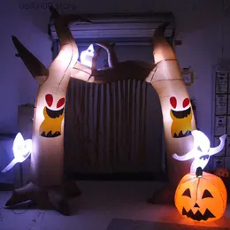 Decoração de festa 2.4m arco de lápide inflável LED fantasmas iluminados halloween decoração ao ar livre brinquedos prop inflável arco de halloween T230926