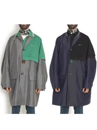 Herrgravrockar broderade lapptäcke unisex jacka trench coat man lång manlig mittlängd stil kvinnor kläder 230925