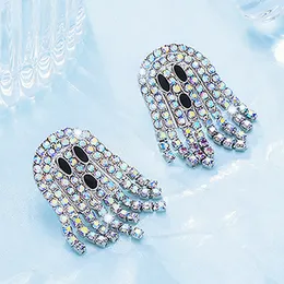 Stud Catuni Lovely Halloween Ghost Earrings Inlagd Sparkling Crystal Quality Jewelry Gift for Women Girls Festival Daily 230926