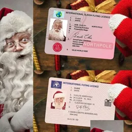 Christmas Decorations Santa Claus Flight Cards Sleigh Riding Licence Tree Ornament Decoration Old Man Driver License Entertainment P Otvu1