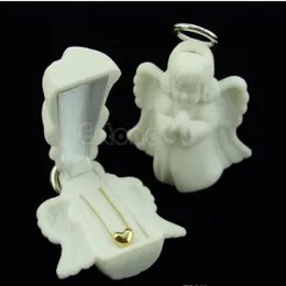 Floccaggio bianco portagioie angelo di lusso velluto anelli di gioielli collana espositore regalo contenitore custodia gioielli imballaggio 20 pz / lotto 234Y