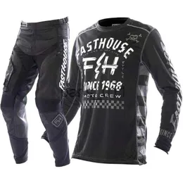 Inne odzież Czarno -Białe Motocross Set Set Pants Combo MX ATV Racing Off Off Road Set z kieszenią na rowerze wyścigowe ubrania wyścigowe x0926
