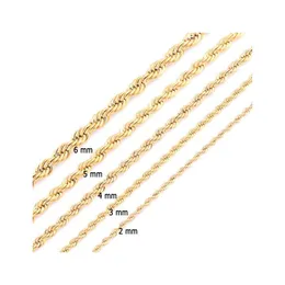 Ketten Hohe Qualität vergoldete Seilkette Edelstahl Halskette für Frauen Männer Goldene Mode Twisted Schmuck Geschenk 2 3 4 5 6 Tropfen D DHCIG