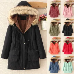 Women's Jackets Winter Coat With Hood Jacket Warm Thicken Long Outwear Slim Fit Sleeve Hooded Women Fall