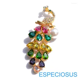 Broschen Modeschmuck Strass Pfau Goldfarbe Brosche Kristall Giraffe Pin Frauen Ornamente Mix Perle Mantel Kleidungsstück