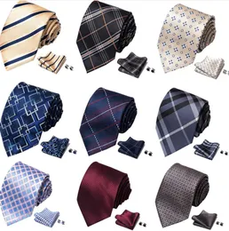 Mens Ties Casual Tie Set Neck Dacron Högkvalitativ män Hanky ​​manschettknappar