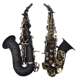 Marke Sopran Saxophon Exquisite Geschnitzte Blume Schwarz Nickel Gold Oberfläche B ton Sax Messing Instrument Mit Fall Kostenloser Versand