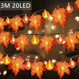 Other Event Party Supplies 20 LED Pumpkin Maple Leaf String Lights Garland Led Fairy Lights for Halloween Decoration Autumn Decor Fall Home Decor 230925