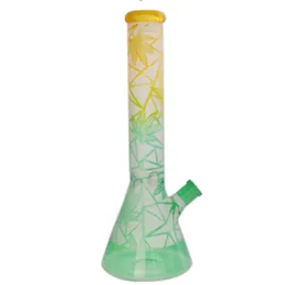 Amarelo Verde Gradiente De Vidro Grosso Metálico Bong Tabaco Fumar Cachimbo De Água Hookah Beaker Bubbler Smoke Pipes Bongs Garrafas