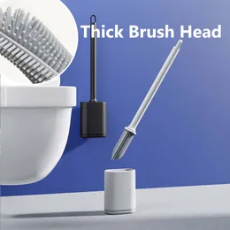 Toilet Brushes Holders Luxury Soft Tpr Toilet Brush with Holder Detachable Handle Silicone Head Bathroom Cleaner Household Toilet Cleaning Products 230926