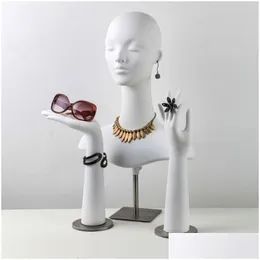 Smycken påsar väskor högkvalitativ kvinnlig mannequin dummy huvud och händer för ringande halsband hatt solglasögon display manikin torso dr dhx2k