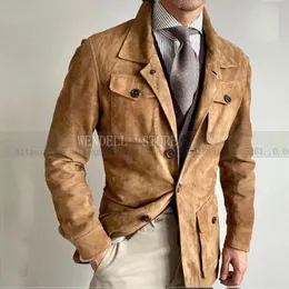 Giacche da uomo Puffa Giacca in pelle scamosciata da uomo Vintage Punk Capispalla su misura Cappotto casual Bomber Giubbotti Y2k Abbigliamento di lusso Lusso militare 230926