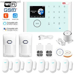 Systemy alarmowe Tuya Wi -Fi GSM System bezpieczeństwa Home Alarm App Kontrola zdalnego sterowania czujnik okna z zestawem do kamery IP 1080p inteligentne zestawy alarmowe YQ230926