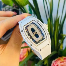 Richarmill Watch Automatic Mechanical Watches wristwatch Swiss Seires Mills Womens Series RM 0701 18K Rose Gold Snowflake Diamond White Ceramic Wom Z2PGWN-ZSVU